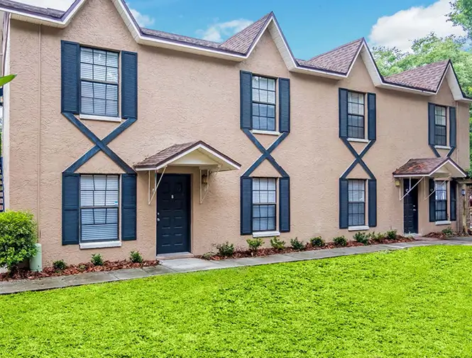 front of apartment building