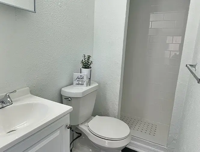 front of apartment building